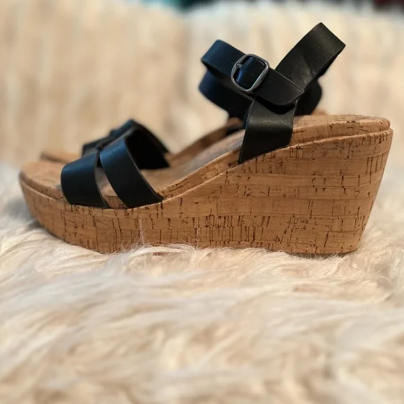 Sonoma Lola Black Wedge Sandals, Women’s 8.5 - Picture 4 of 10